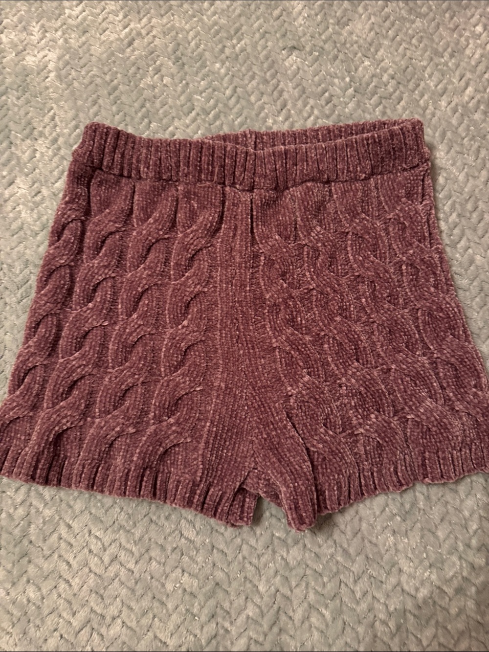Forever 21 Cable Knit High Waist Shorts in Mauve